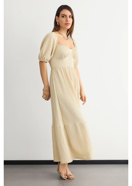 Kadın Muslin Bağcıklı Maxi Elbise Natural modelleri
