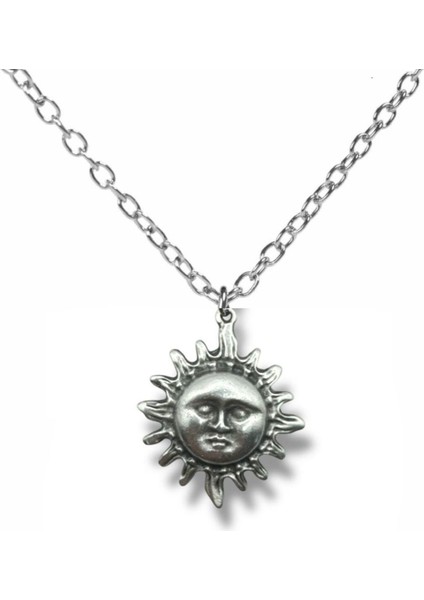 Güneş Yüzlü Unisex Kolye | Metal Zincirli Enerjik Tasarım