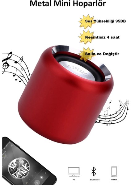 Ahandabuldum Sallama Özelliği ile Şarkı Değiştirme Taşınabilir Kablosuz Bluetooth Hoparlör Kırmızı