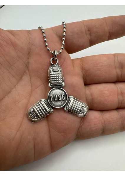 Pubg Sembol Desen Unisex Kolye – Metal Zincirli Metal Oyuncu Takısı