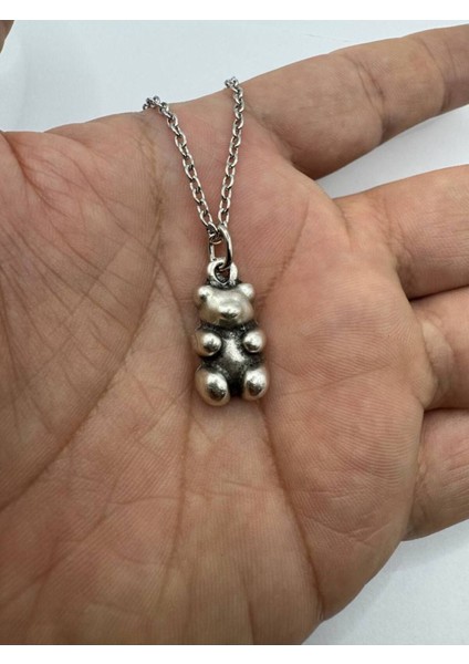 Sweet Bear – Ayıcık Jelibon Desen Unisex Kolye (Metal Zincirli)