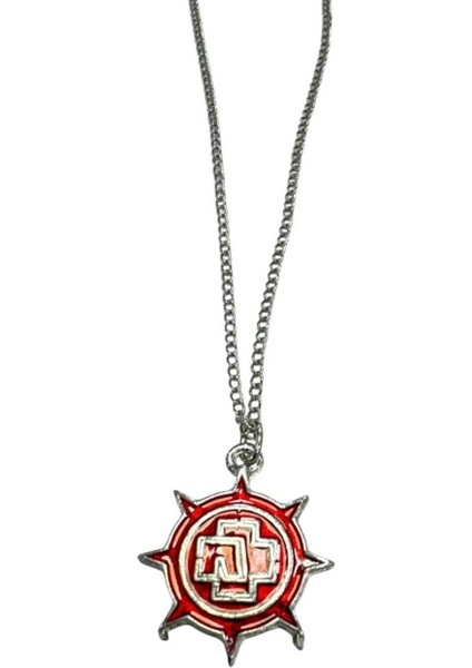 Rammstein Kırmızı Yuvarlak Logolu Rock Kolyesi – Unisex - Metal