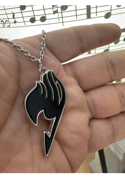Fairy Tail Siyah Sembol Kolye Metal Zincirli | Anime Temalı Unisex Gotik Takı