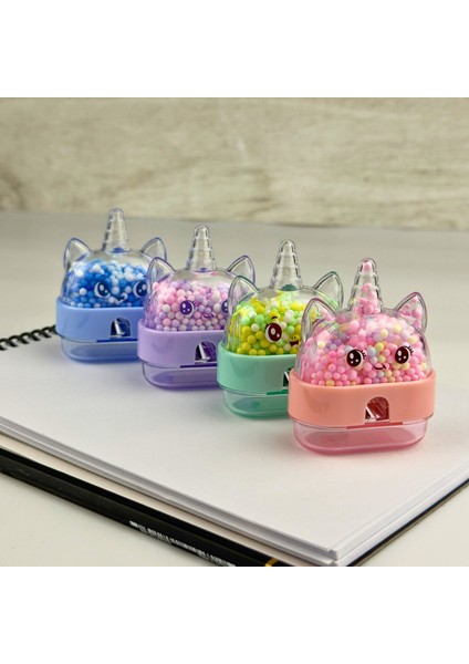 Pastel Renkli Unicorn Boncuklu Hazneli Kalemtıraş – Mikro Kırtasiye Okul Kırtasiye Malzemeleri, Renkli Kalemtraş, Ilkokul Alışveri