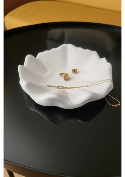 Büyük Boy Midye Deniz Kabuğu Takı Organizeri Dekoratif Beton El Yapımı Takılık