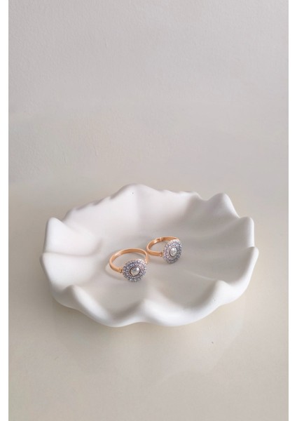 Büyük Boy Midye Deniz Kabuğu Takı Organizeri Dekoratif Beton El Yapımı Takılık