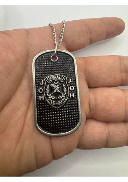 Jandarma Özel Harekat Logolu Künye Kolye Gümüş Renk Zamak Unisex Askeri Takı