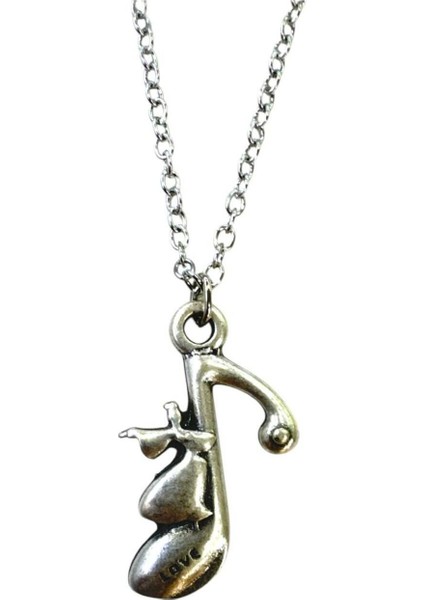 Metal Müzik Notası Kolye – Unisex Zamak Kaplama Metal Zincir