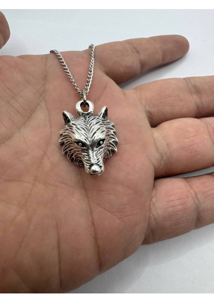 Cunning Spirit – Tilki Kafası Desen Unisex Kolye (Metal Zincirli)