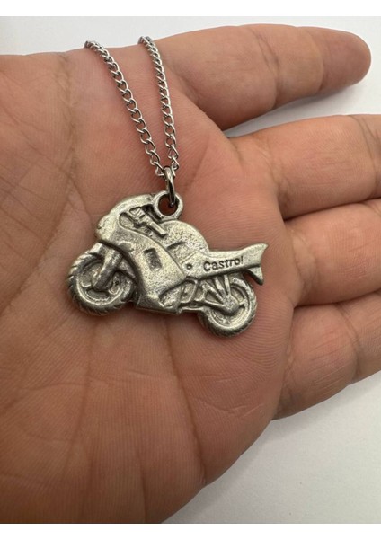 Motor Tutkunları Için Unisex Kolye (Metal Zincirli)