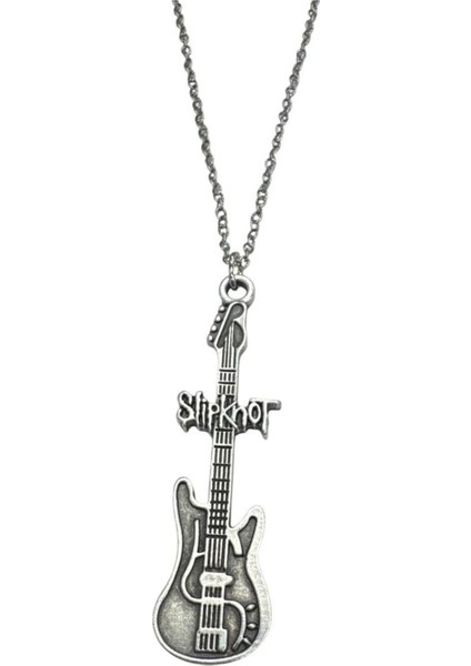 Slipknot Elektro Gitar Desen Unisex Metal Kolye – Rock Tarzı Takı - Metal