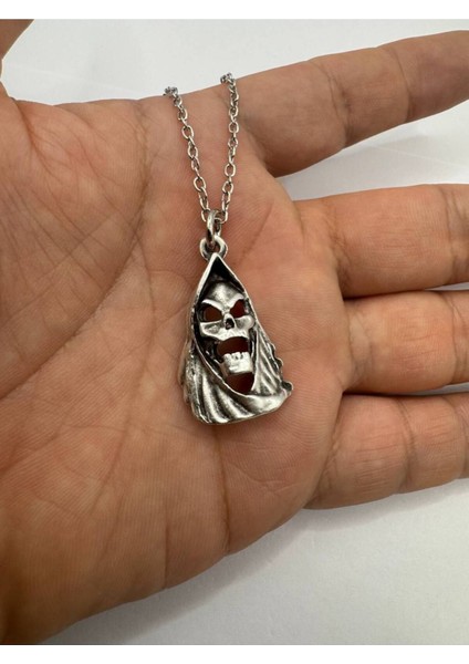 Azrail Desen Unisex Metal Kolye – Metal Zincir