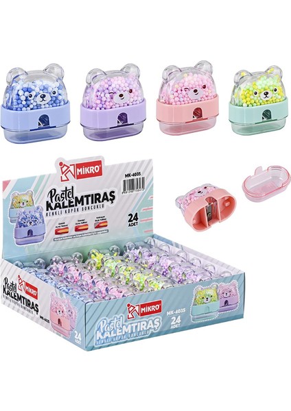 Sevimli Ayıcık Desenli Pastel Renkli Hazneli Kalemtıraş – Mikro Kırtasiye Okul Gereçleri, Pastel Renkli Kırtasiye Ürünü ile Eğlenceli Okul Alışverişi indirimleri