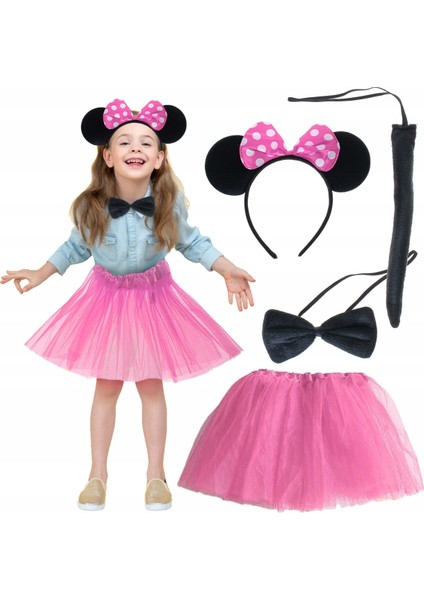Minnie Kostüm Seti (Pembe Tütü Etek + Pembe Taç + Papyon + Kuyruk) (3791) fiyatları