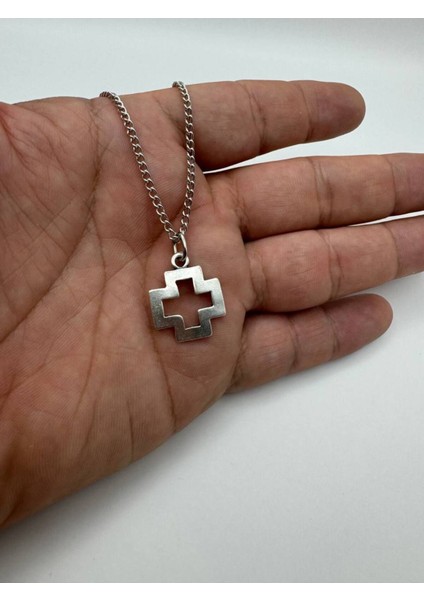 Hristiyan Haçı Kolye – Metal Zincirli, Unisex Dini Takı