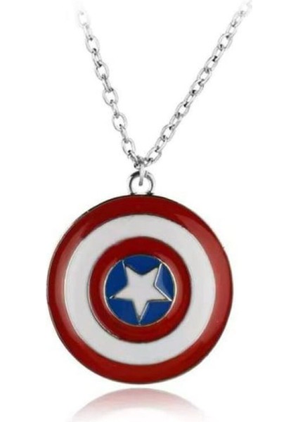 Kaptan Amerika Kalkan Desen Unisex Kolye – Adaletin ve Gücün Simgesi