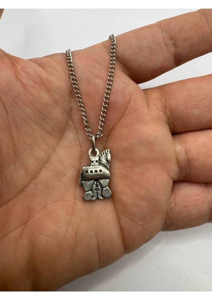 Truva Atı Desen Unisex Kolye – Metal Zincirli, Mitolojik Tasarım