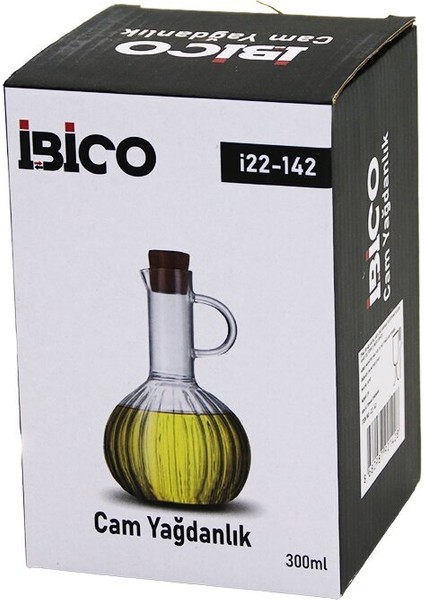 Mini Cam Yağdanlık Çizgili Desen 300ML Ahşap Bambu Mantar Tıpa (3791) fiyatları
