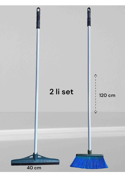 Fırça Çekpas 2 Li Set Saplı Süpürge Saplı Çekçek Paspas Silgi