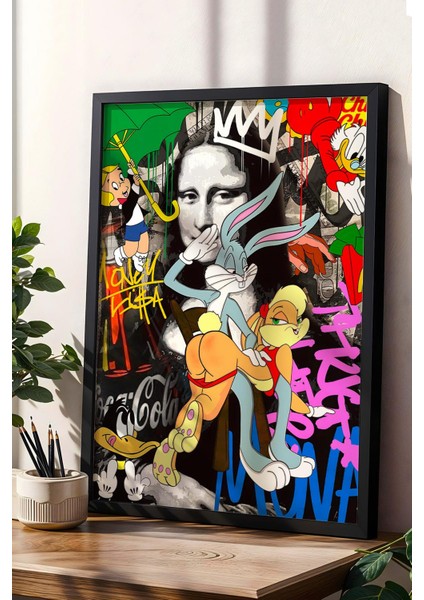 Bugs Bunny Honey Bunny Çerçeveli Tablo - Print Money Serisi Poster Tablo