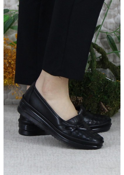 Safir 1292 Siyah Ortopedik Anne Ayakkabısı Klasik Ayakkabı Kadın Günlük Ayakkabı