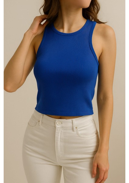 Fitilli Halter Yaka Kadın Crop Atlet