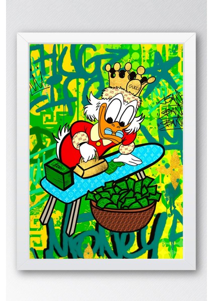 Scrooge Mcduck Varyemez Amca Çerçeveli Tablo - Print Money Serisi Poster Tablo