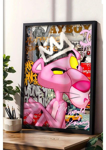 Pink Panther Çerçeveli Tablo - Print Money Serisi Poster Tablo