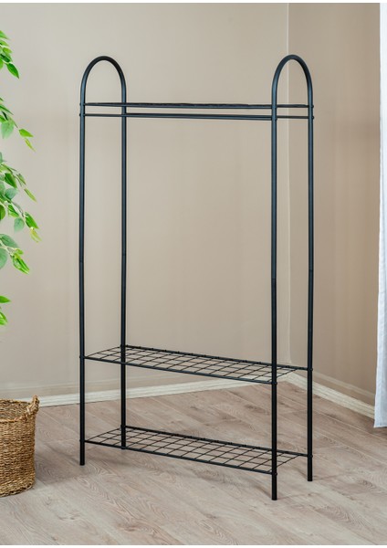 Elit 3 Siyah Metal Raflı Elbise Askısı Ayaklı Askılık Konfeksiyon Askılık fiyatları