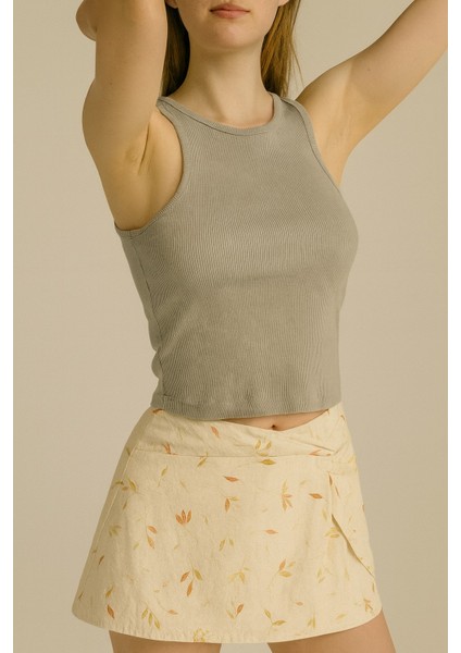 Fitilli Halter Yaka Kadın Crop Atlet