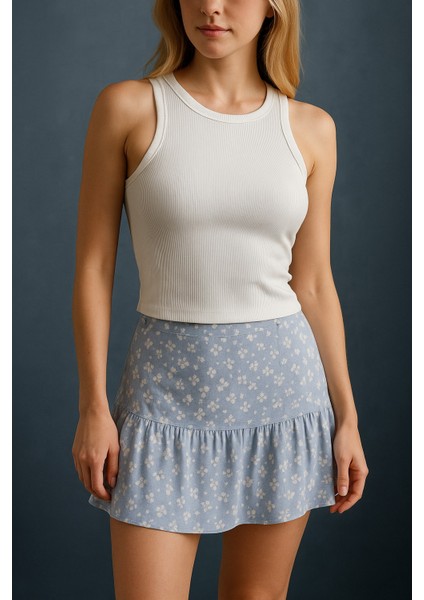 Fitilli Halter Yaka Kadın Crop Atlet