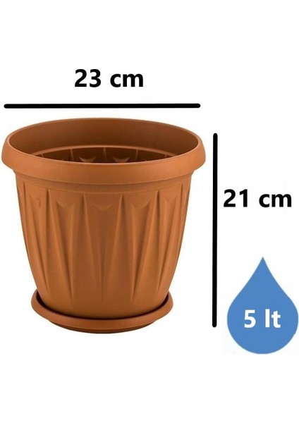 SY-5704 Plastik Ürgüp Tabaklı Saksı Takımı 5 Lt Kahverengi 6 Adet fiyatları