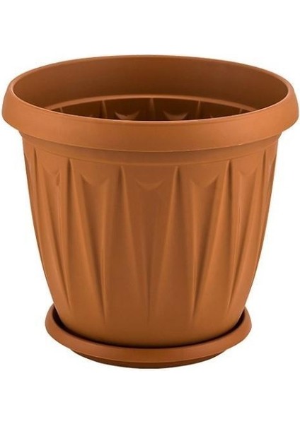 SY-5704 Plastik Ürgüp Tabaklı Saksı Takımı 5 Lt Kahverengi 6 Adet modelleri