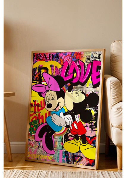 Minnie Mouse Mickey Mouse Çerçeveli Tablo - Print Money Serisi Poster Tablo