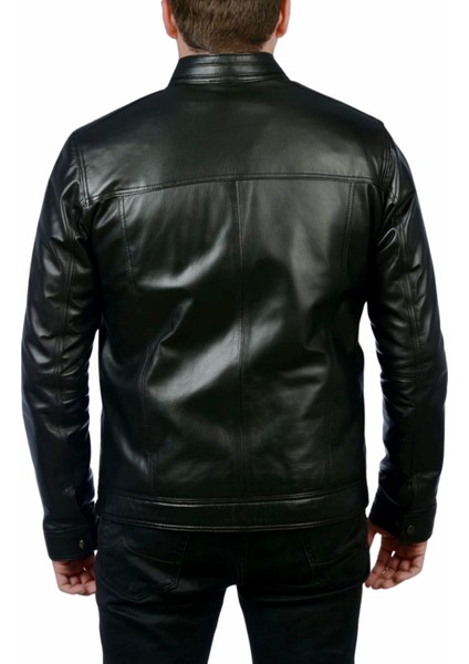 Derije Neymar Hakiki Deri Erkek Siyah Ceket-Mont