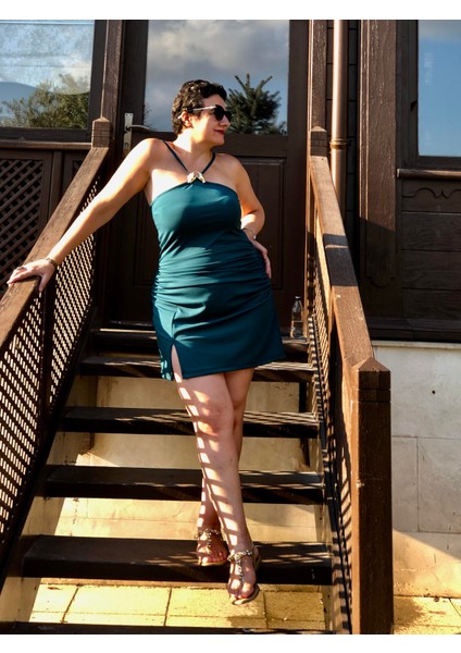 Drapeli Halter Mini Elbise fırsatları