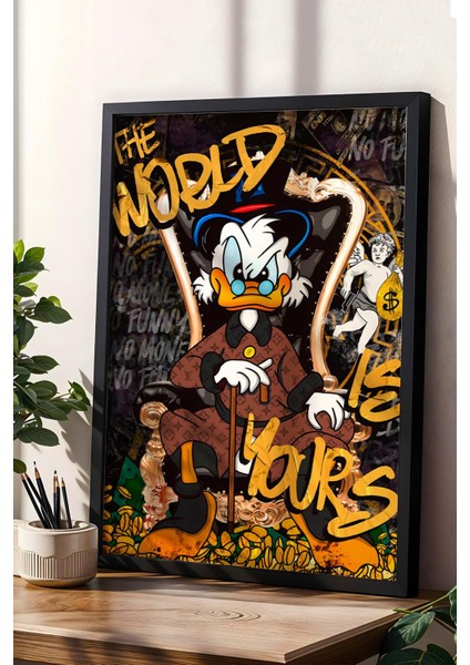 Scrooge Mcduck Varyemez Amca Çerçeveli Tablo - Print Money Serisi Poster Tablo