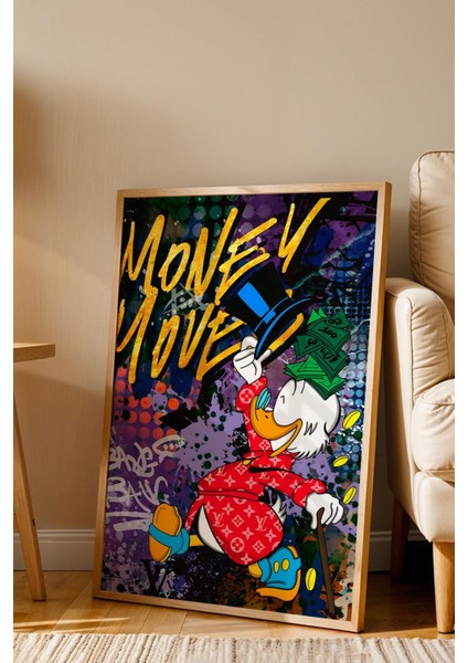 Scrooge Mcduck Varyemez Amca Çerçeveli Tablo - Print Money Serisi Poster Tablo