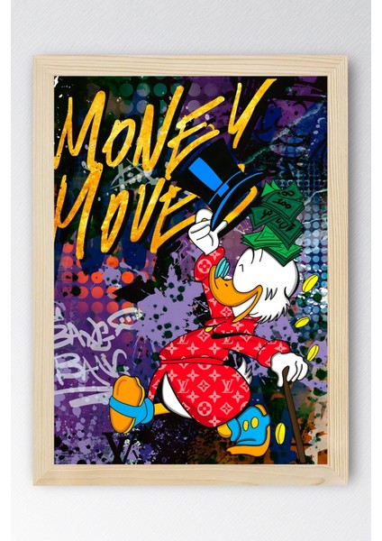 Scrooge Mcduck Varyemez Amca Çerçeveli Tablo - Print Money Serisi Poster Tablo fiyatları