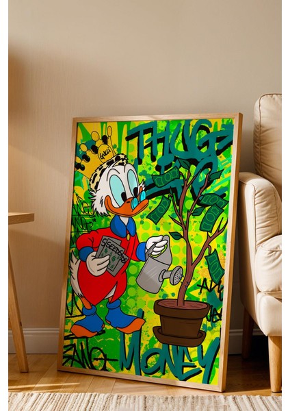 Scrooge Mcduck Varyemez Amca Çerçeveli Tablo - Print Money Serisi Poster Tablo