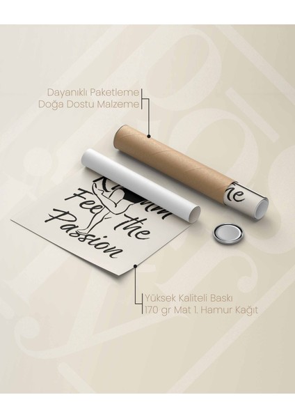 Feel The Rhythm, Feel The Passion – Minimalist Çizim & Tipografi Poster