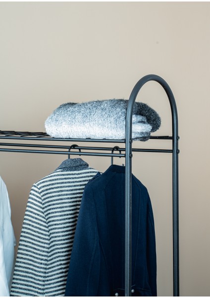 Elit 4 Siyah Metal Raflı Elbise Askısı Ayaklı Askılık Konfeksiyon Askılık indirimleri