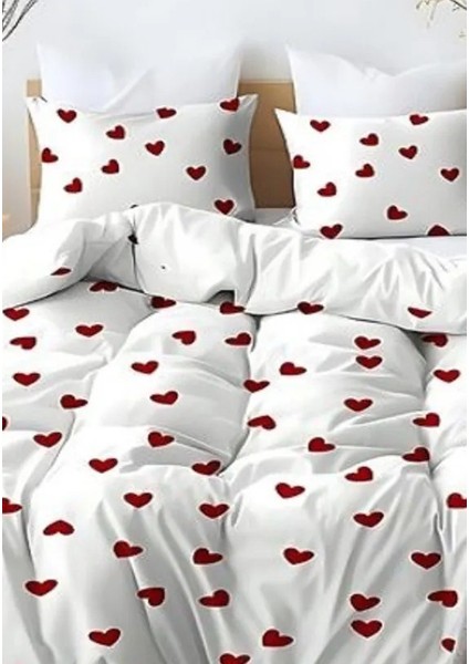 Uykulife Doğa Serisi Kalpli Çift Kişilik Lastikli Çarşaflı Nevresim Takımı
