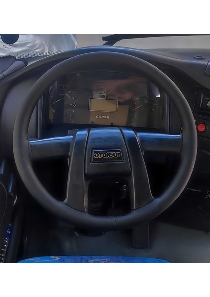 Dikişli Direksiyon Kılıfı Siyah Deri Siyah Dikişli Otokar Otobüs (2008 Kasa) Için