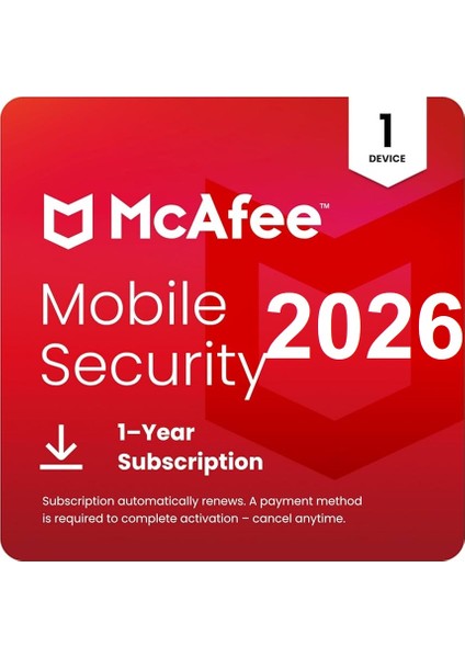 Mobile Security 2026 (Android) - 1 Cihaz 1 Yıl Abonelik Kodu
