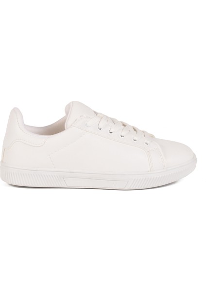 Beyaz Bağcıklı Kadın Spor Ayakkabı