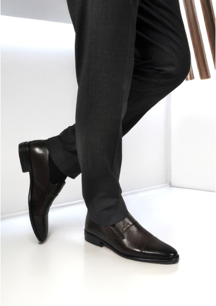 Kahverengi Hakiki Deri Erkek Klasik Ayakkabı