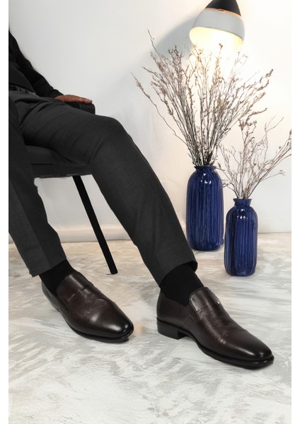 Kahverengi Hakiki Deri Erkek Klasik Ayakkabı fırsatları