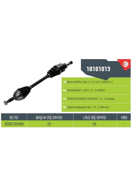 10101013 - Aks Sol Komple Fluence 1.5 Dcı 16V 5 Vıtes 09>
