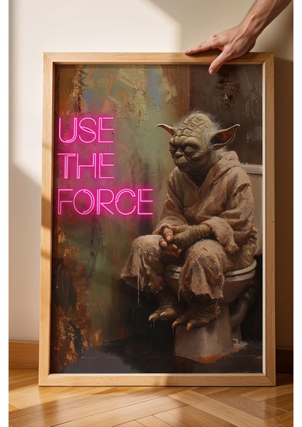 Yoda Use The Force Çerçeveli Tablo - Star Wars Wc Tuvalet Için Tablo